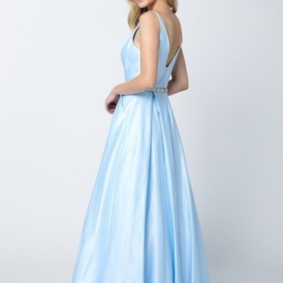 V-Neck A-Line Shape Long Evening Dress JT696 - Picture 2 of 5